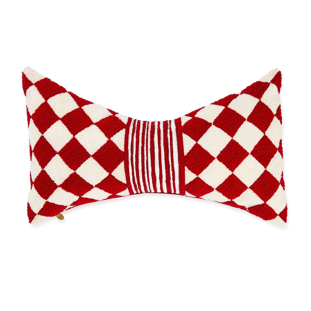 Red Diamond Bow Pillow | MacKenzie-Childs