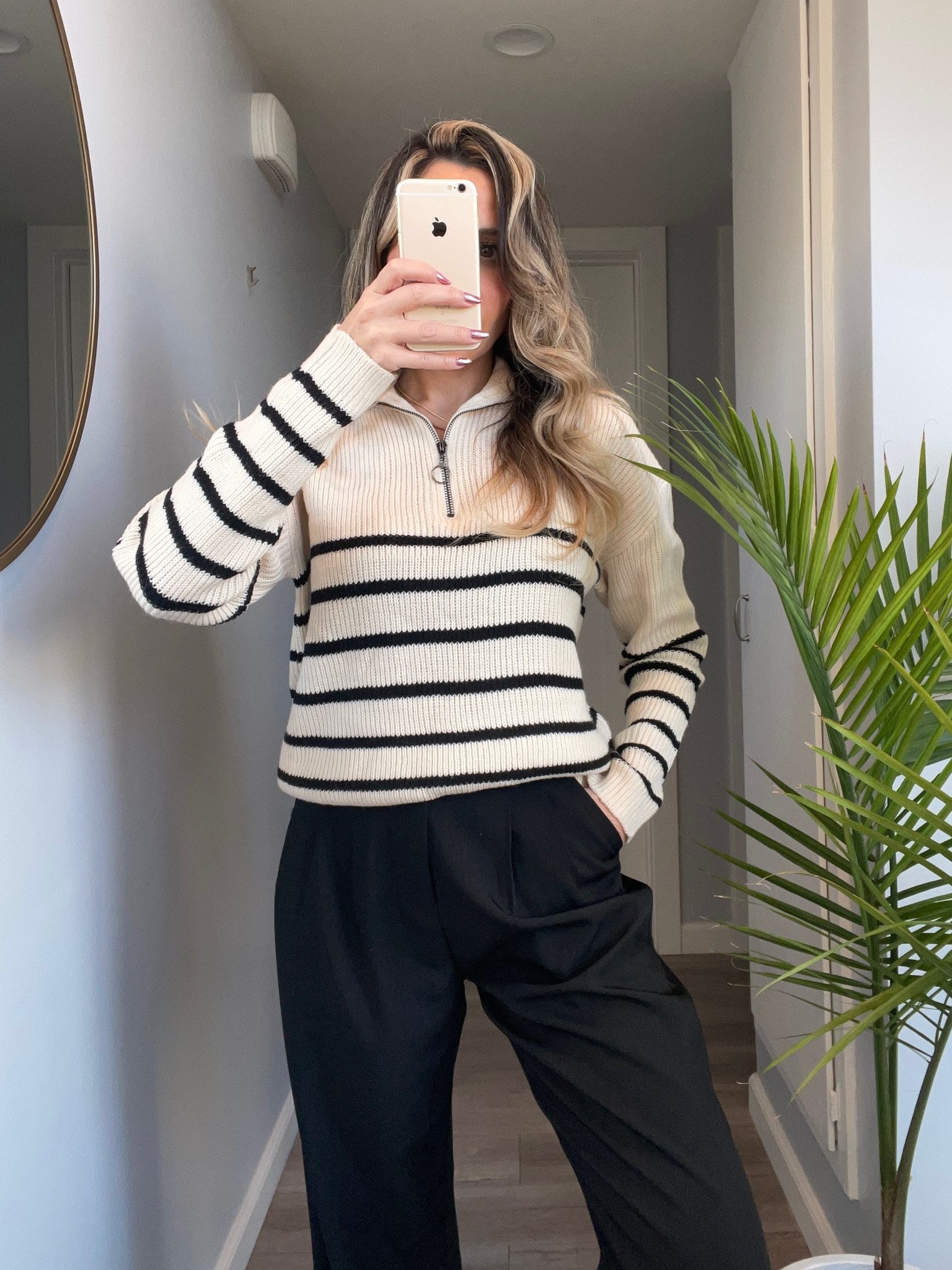 Striped sweater quarter zip and black trouser pants  /: Shein outfit / express / revolve 

#LTKsalealert #LTKFind #LTKunder50