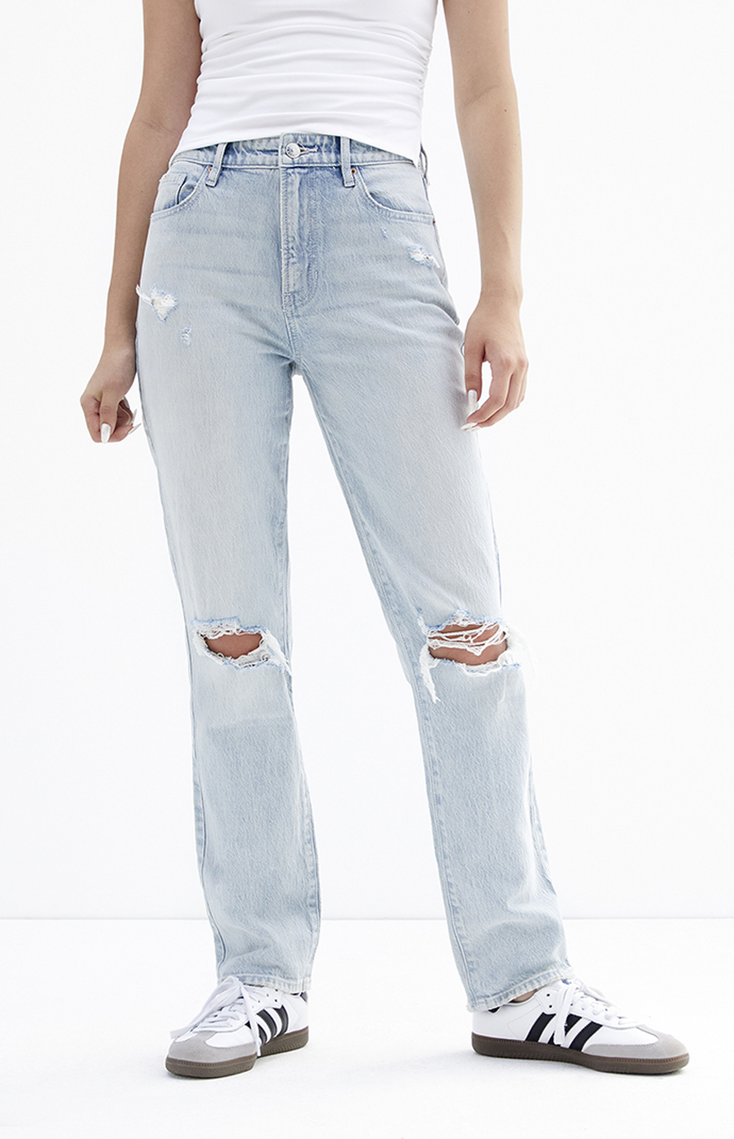 PacSun Eco Light Blue Distressed Dad Jeans | PacSun