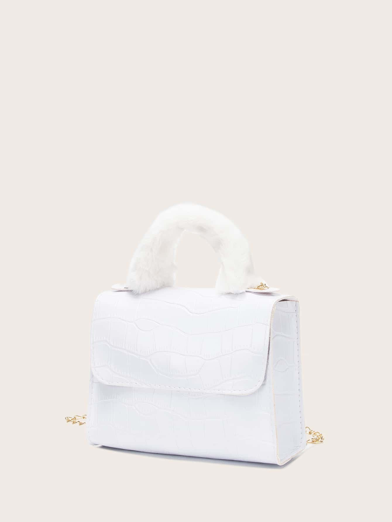 Handle Croc Embossed Satchel Bag | SHEIN