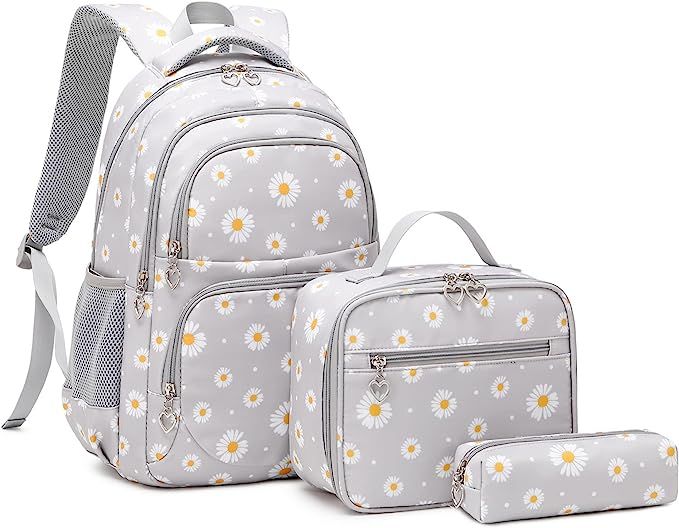 3Pcs Daisy Prints Backpack Sets Kids Bookbag Primary School Daypack Elementary Students Knapsack ... | Amazon (US)