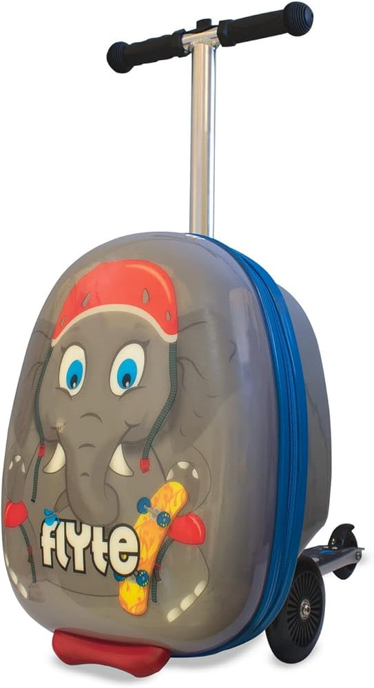 Flyte Scooter Suitcase Folding Kids Luggage - Eddie The Elephant, 18 Inch Hardshell, Ride On with... | Amazon (US)