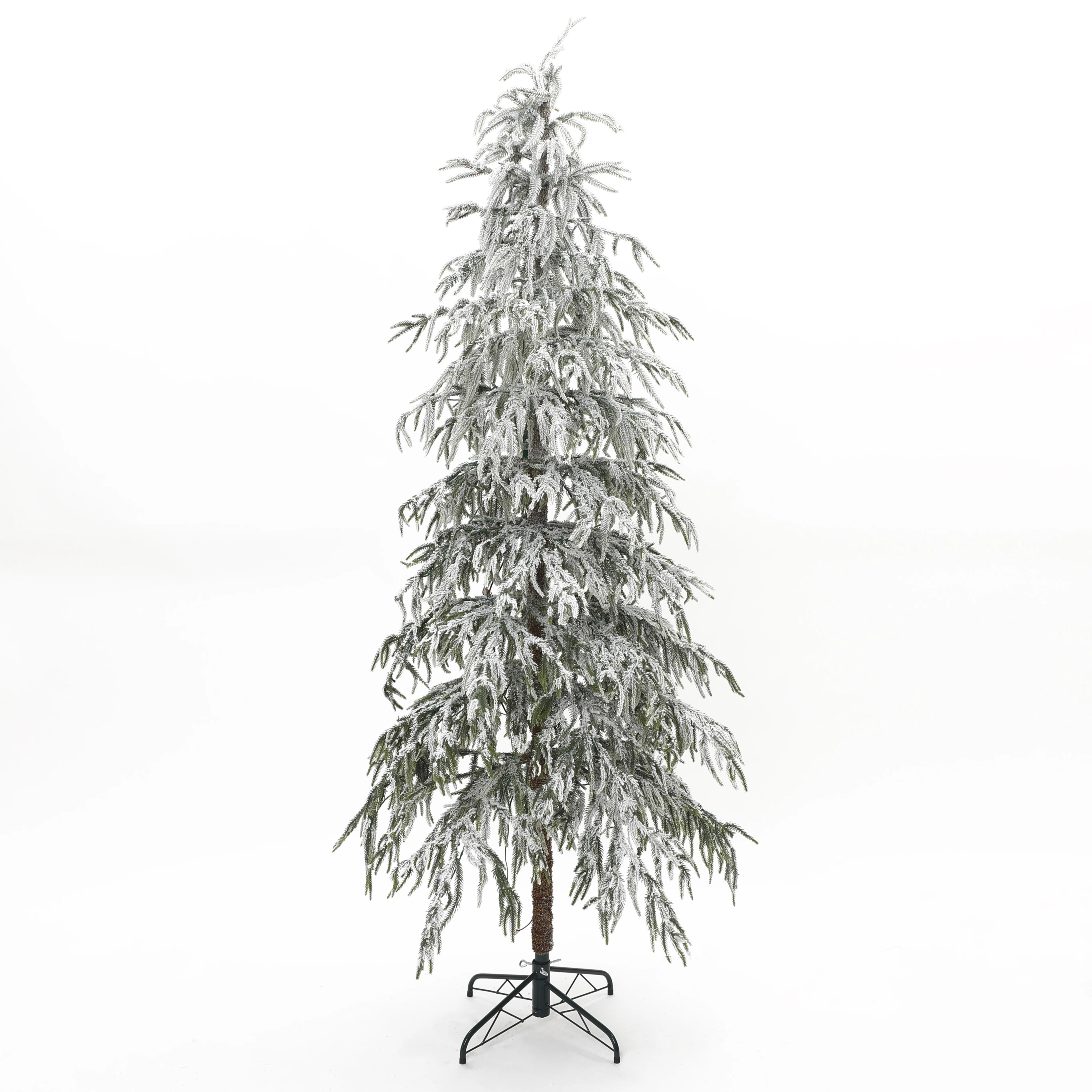 7.5Ft Pre-Lit Snowy Branches Slim Artificial Cedar Christmas Tree with Stand | Wayfair North America
