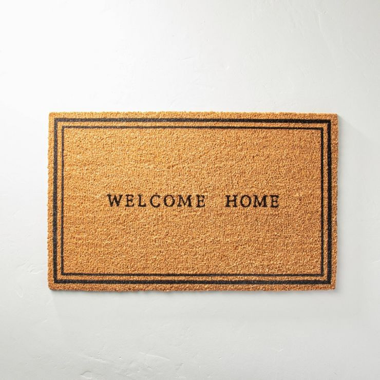 Welcome Home Coir Doormat Tan/Black - Hearth & Hand™ with Magnolia | Target