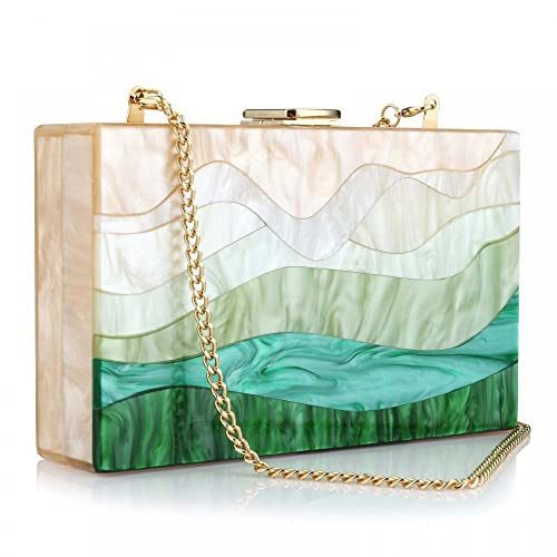 Acrylic Purses and Handbags for Women Gradient Green Acrylic Clutch Purses for Wedding Evening Party Crossbody Bags | Amazon (US)