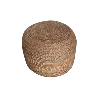 Poby Round Ottoman Pouf, 19 Inch Natural Brown Jute Fiber | Wayfair North America