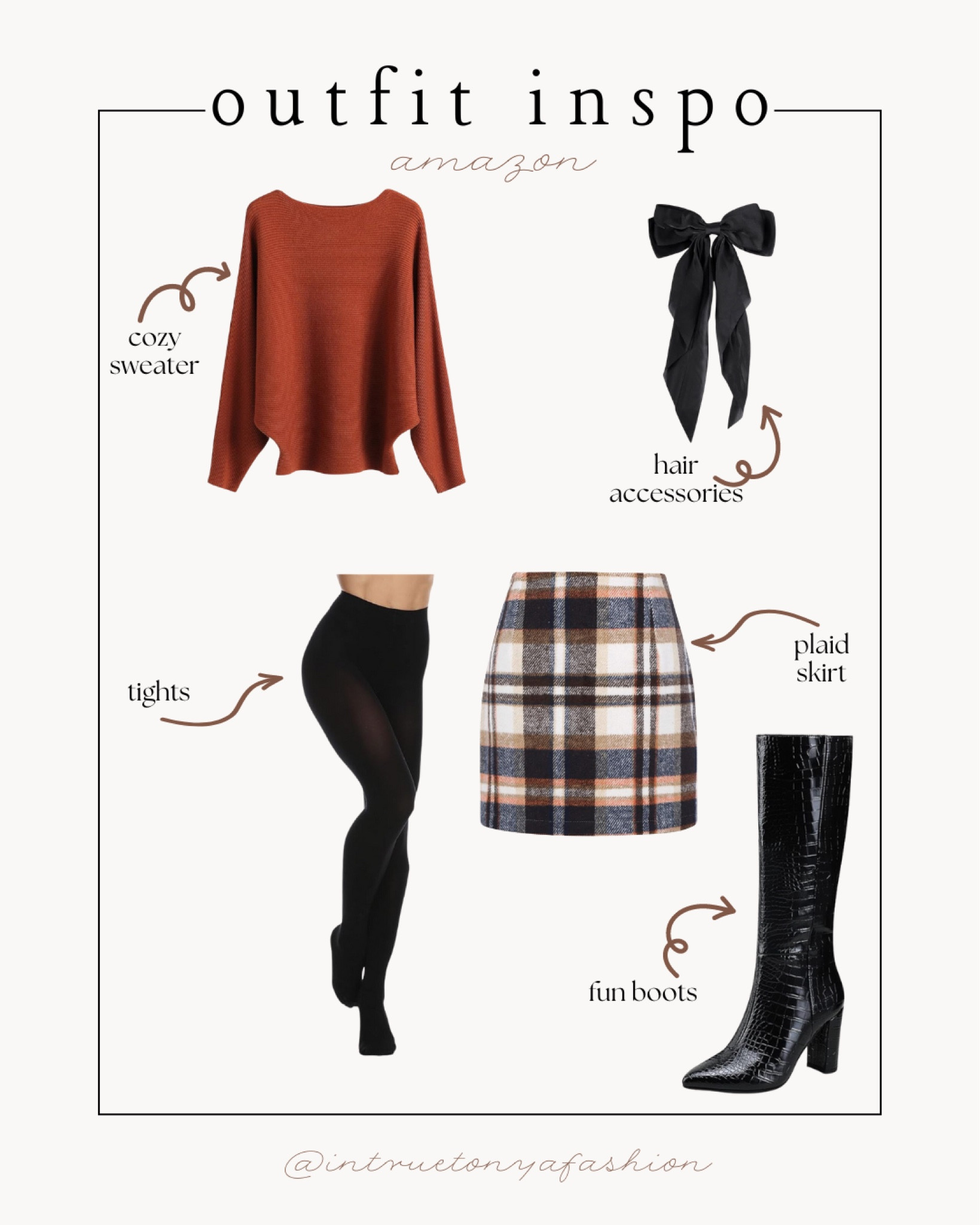 Cute fall outfit with a burnt orange sweater, plaid mini skirt, black hair bow, tights, and black knee high boots. 


//Fall outfits 2024, thanksgiving outfit, family photo outfit, Amazon fashion, fall fashion finds,Amazon fall fashion, petite fashion, casual mom outfit ideas, fall outfit amazon, amazon outfit ideas, casual outfit ideas, outfit inspo, casual fashion, amazon fall fashion,  casual outfit fall, cute casual outfit, outfit ideas fall, size 4-6, casual fall outfits, casual outfit ideas everyday, fall tops, fall shoes, fall bags #ltkfindsunder100 #ltksalealert #ltkseasonal 

#LTKFindsUnder50 #LTKShoeCrush #LTKxPrimeDay
