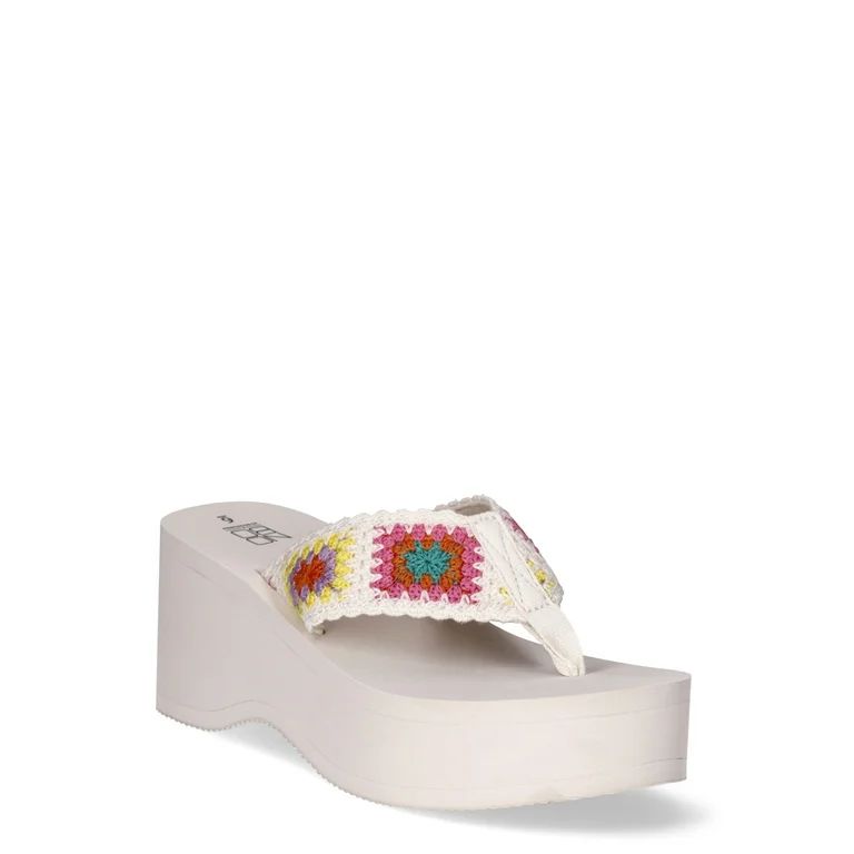 No Boundaries Women's Crochet Wedge Sandal | Walmart (US)