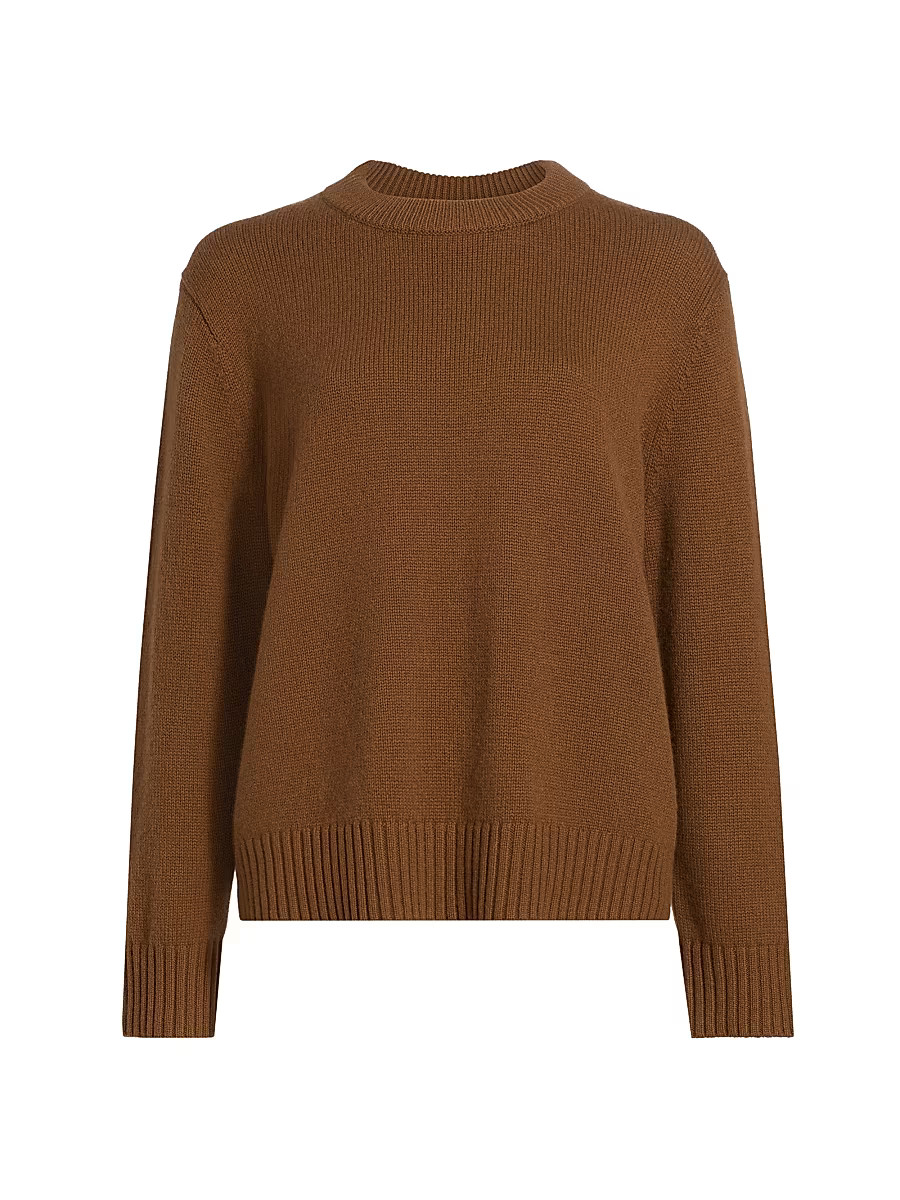 Women's Cashmere Crewneck Sweater - Chestnut - Size Large | Saks Fifth Avenue