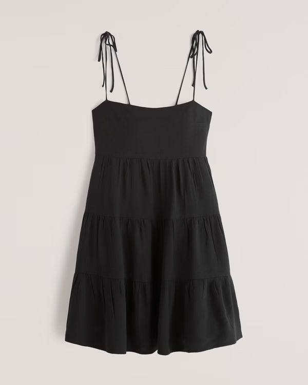 Tie-Strap Tiered Mini Dress | Abercrombie & Fitch (US)