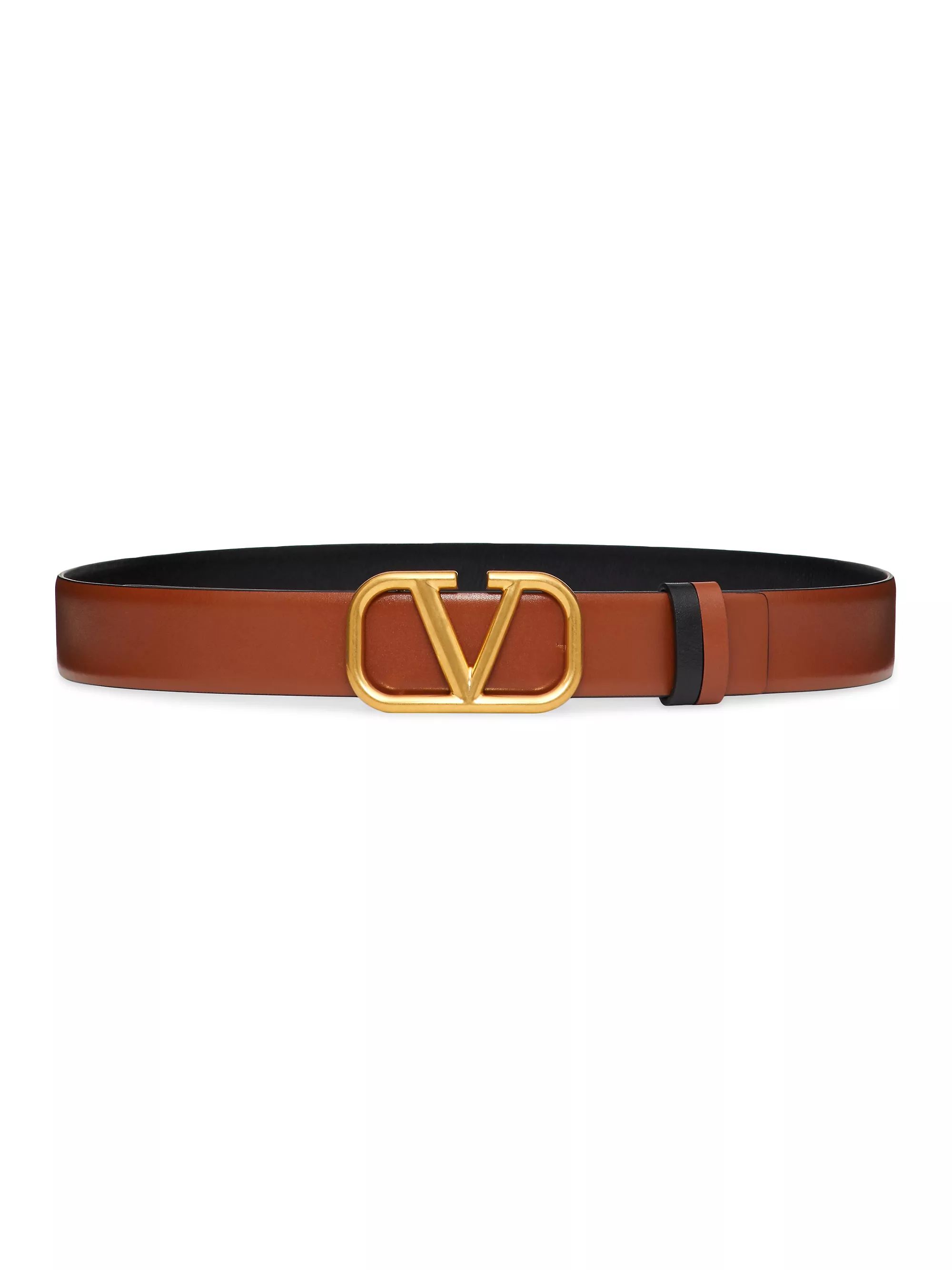 Reversible VLogo Signature Belt In Glossy Calfskin 30mm | Saks Fifth Avenue