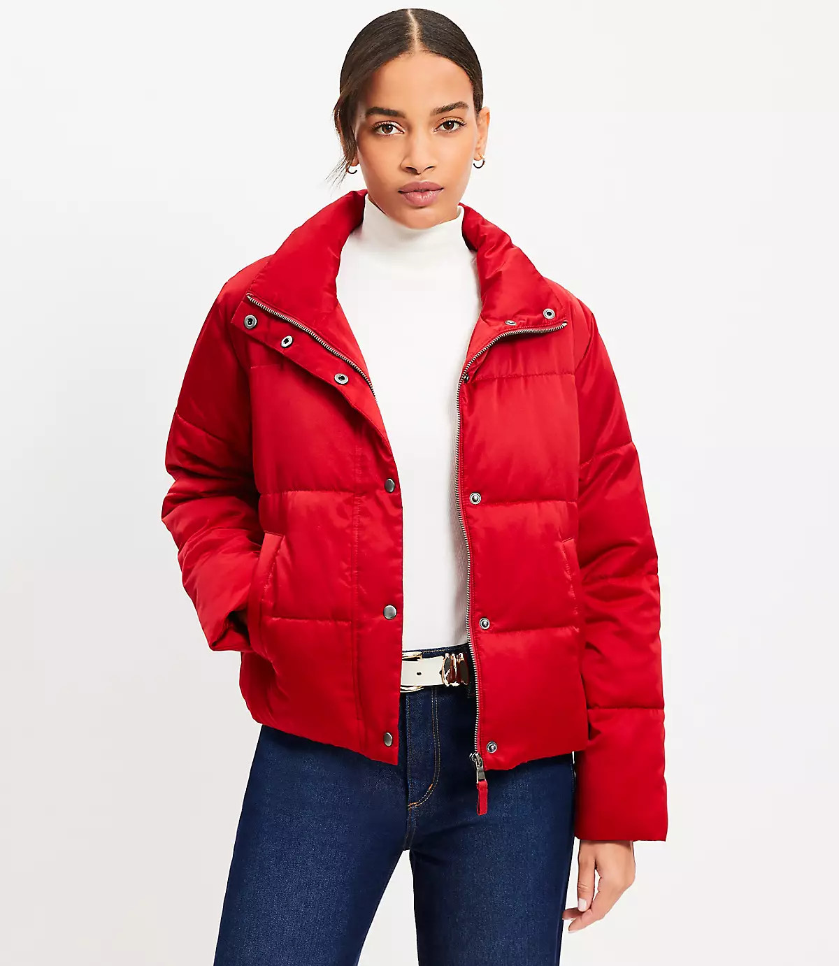 Sateen Puffer Jacket | LOFT