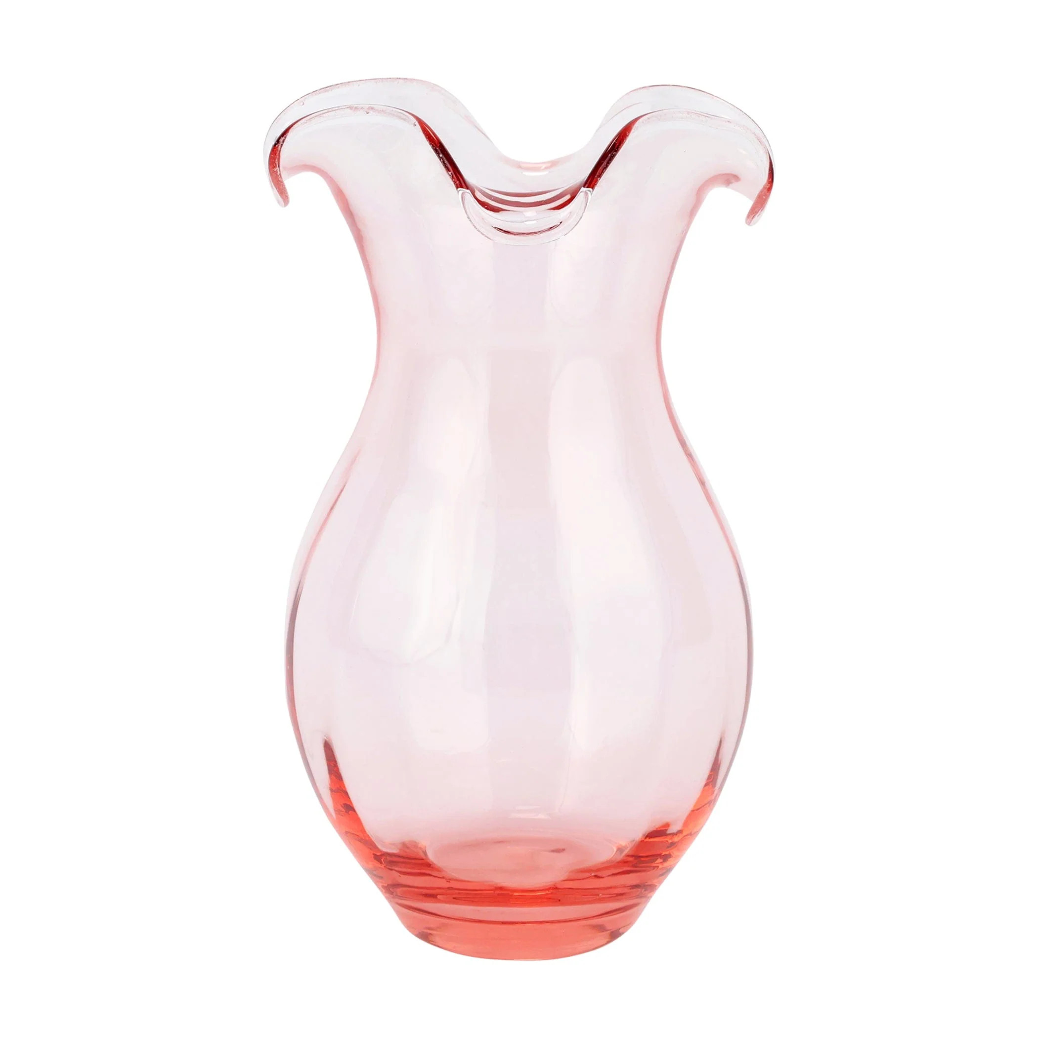 Hibiscus Glass Pink Vertical Fluted Medium Vase | VIETRI