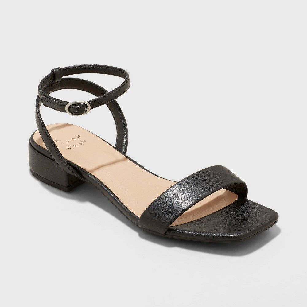 Women's Delores Ankle Strap Sandals - A New Day™ Black 8 | Target