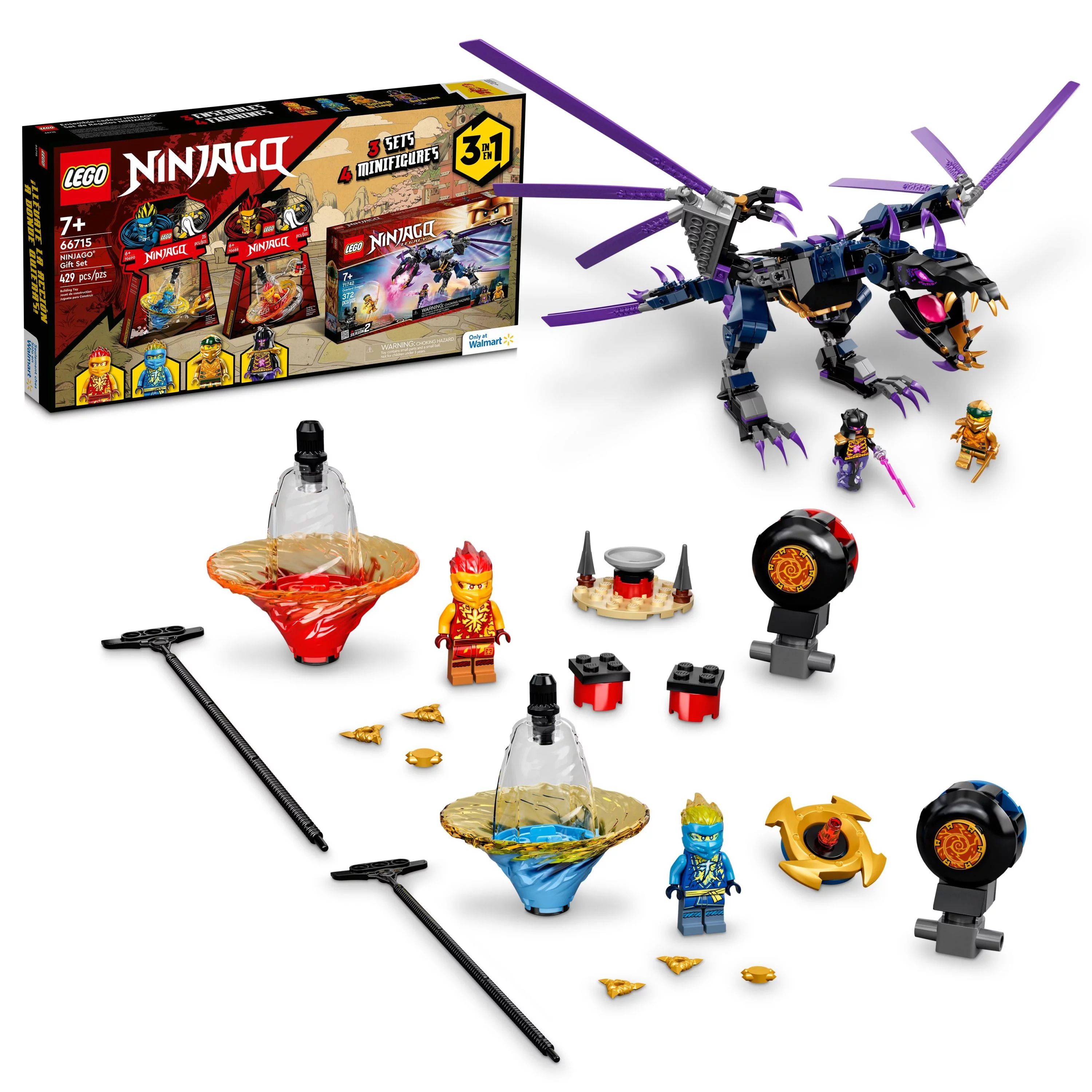 LEGO NINJAGO 66715 3-in-1 Building Toy Gift Set: Legacy Overlord Dragon, Kai and Jay's Spinjitzu ... | Walmart (US)