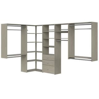 Ultimate 84 in. W - 115 in. W Rustic Grey Wood Closet Corner System | The Home Depot