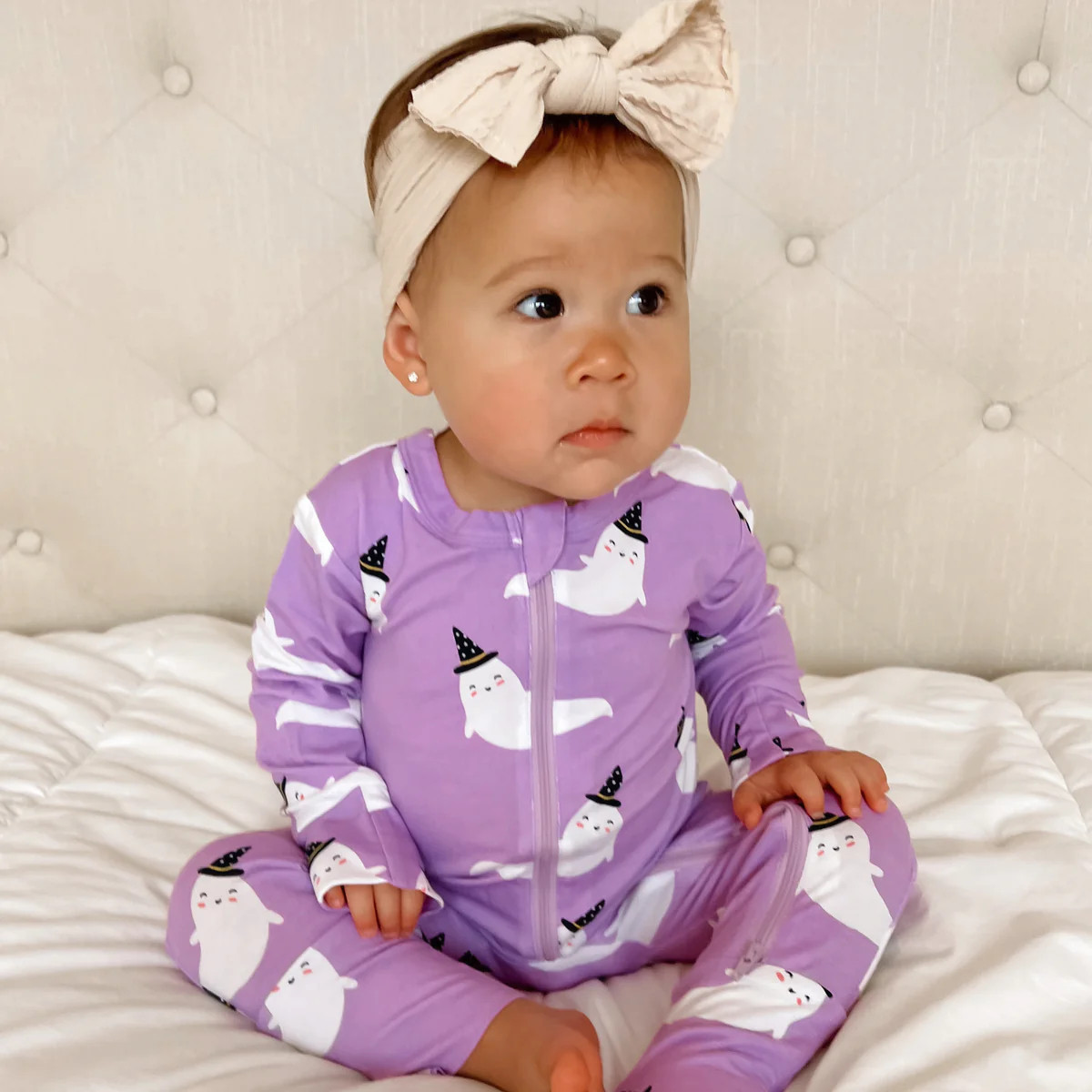 2-Way Convertible Zip Romper, Purple Ghost | SpearmintLOVE
