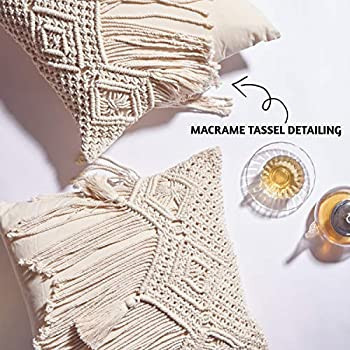 Folkulture Boho Throw Pillow Covers 18X18, Macrame Decorative Pillow Covers, Modern Farmhouse Boh... | Amazon (US)