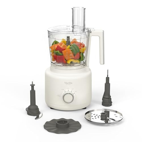 Martha Stewart Food Processor, 10-Cup Electric Chopper for Slicing, Shredding, Mincing and Puree, BPA-Free Twist & Lock Bowl, 3 Multipurpose Blades, Variable Speed Dial, Wide Feed Chute, Linen Cream | Amazon (US)