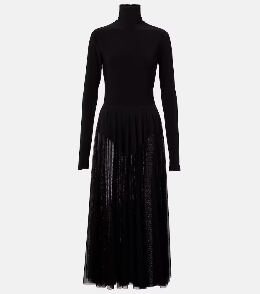 Norma Kamali Sheer jersey and mesh midi dress | Mytheresa (US/CA)
