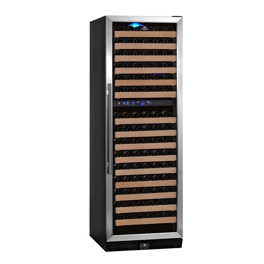 Dual Zone 23.5 in. 164-Bottle Convertible Stainless Steel Wine Cooler | The Home Depot