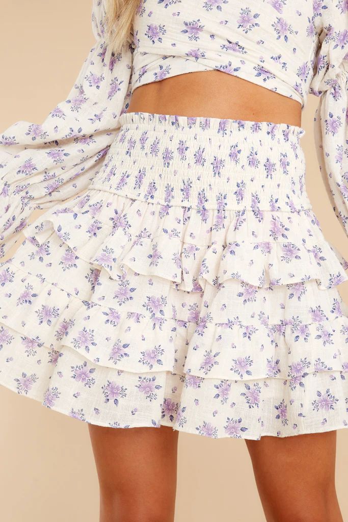 Make Some Memories Lavender Floral Print Skirt | Red Dress 