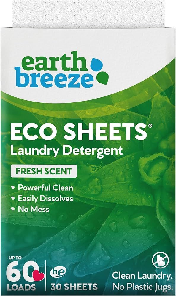 Earth Breeze Laundry Detergent Sheets Fresh Scent - 60 Loads No Plastic Jug Concentrated Laundry ... | Amazon (US)