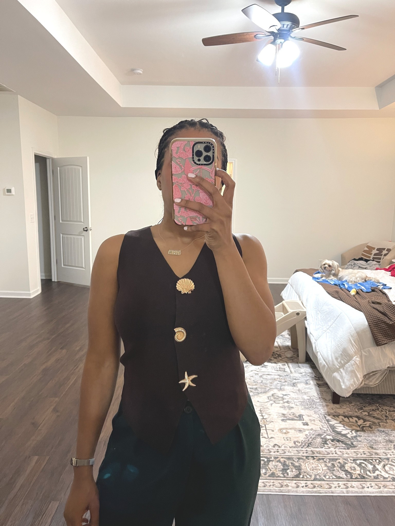 I love the novelty buttons on this chocolate brown tank top from Express. Wearing a size small for reference. 

#LTKMidsize #LTKootd #LTKFindsUnder100