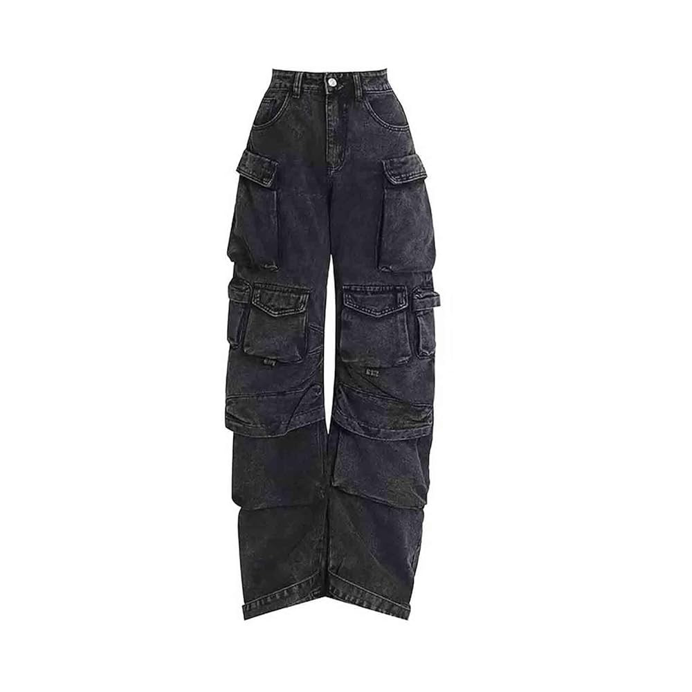 BXCNCKD Women's Baggy Cargo Pants Y2K Clothing Multi-Pocket Relaxed Fit Jeans Grunge Clothes Alt ... | Amazon (US)