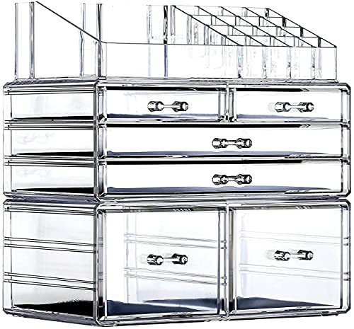 Cq acrylic 3 Pack Clear Makeup Storage Organizer,Stackable 6 Drawers Make Up Organizers,Cute Desk Organizer for Vanity Jewelry,Hair Clip,Beauty,Skincare Product Bathroom Counter Organizers and Storage | Amazon (US)
