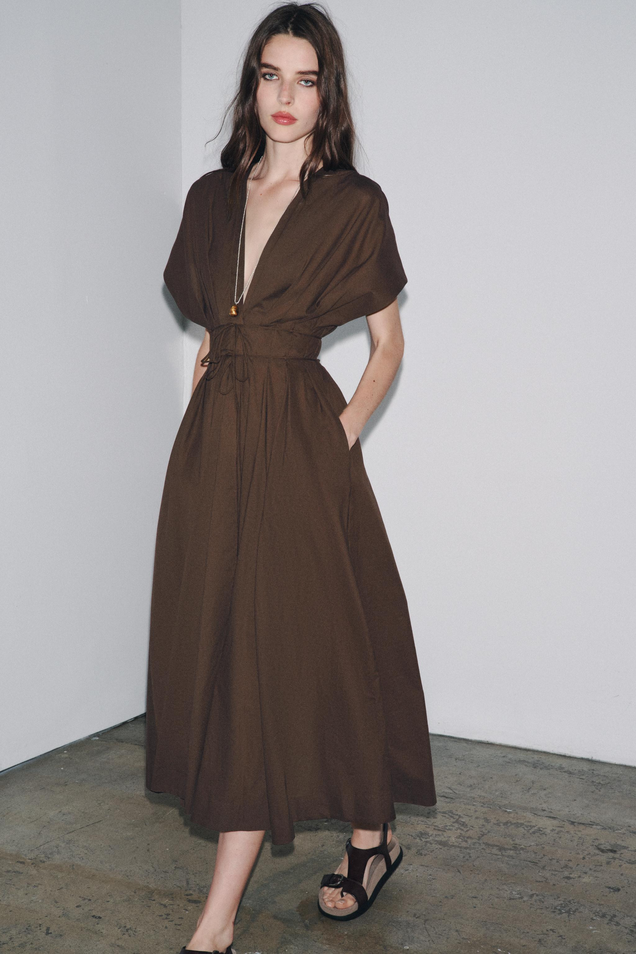 ZW COLLECTION PLEATED MIDI DRESS | Zara US