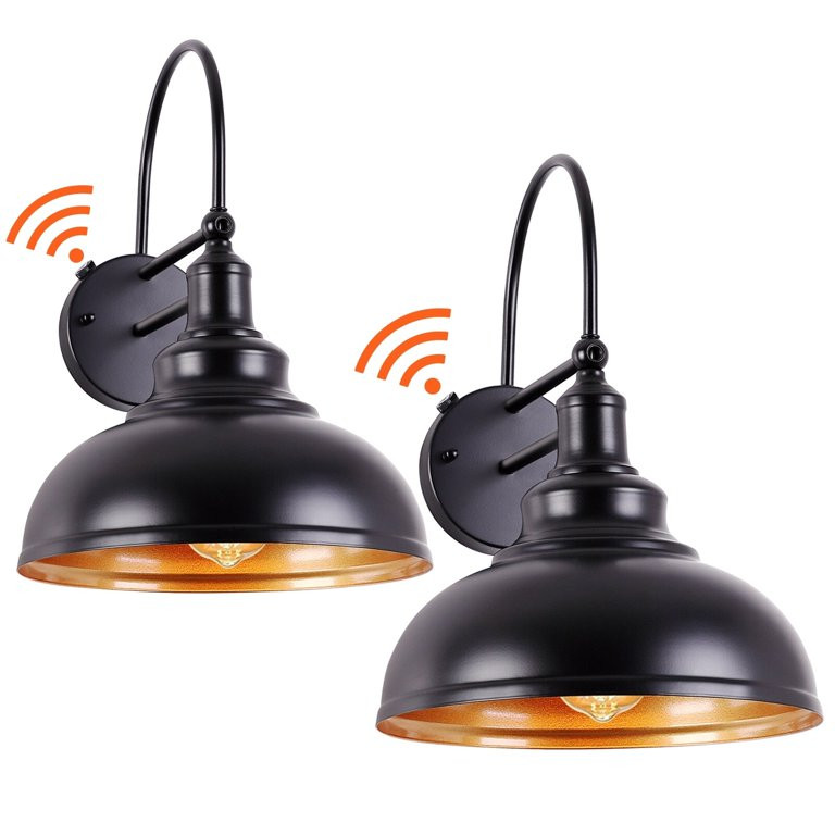 Set of 2 Sensor Dusk to Dawn Outdoor Wall Sconce Lights Black - Walmart.com | Walmart (US)