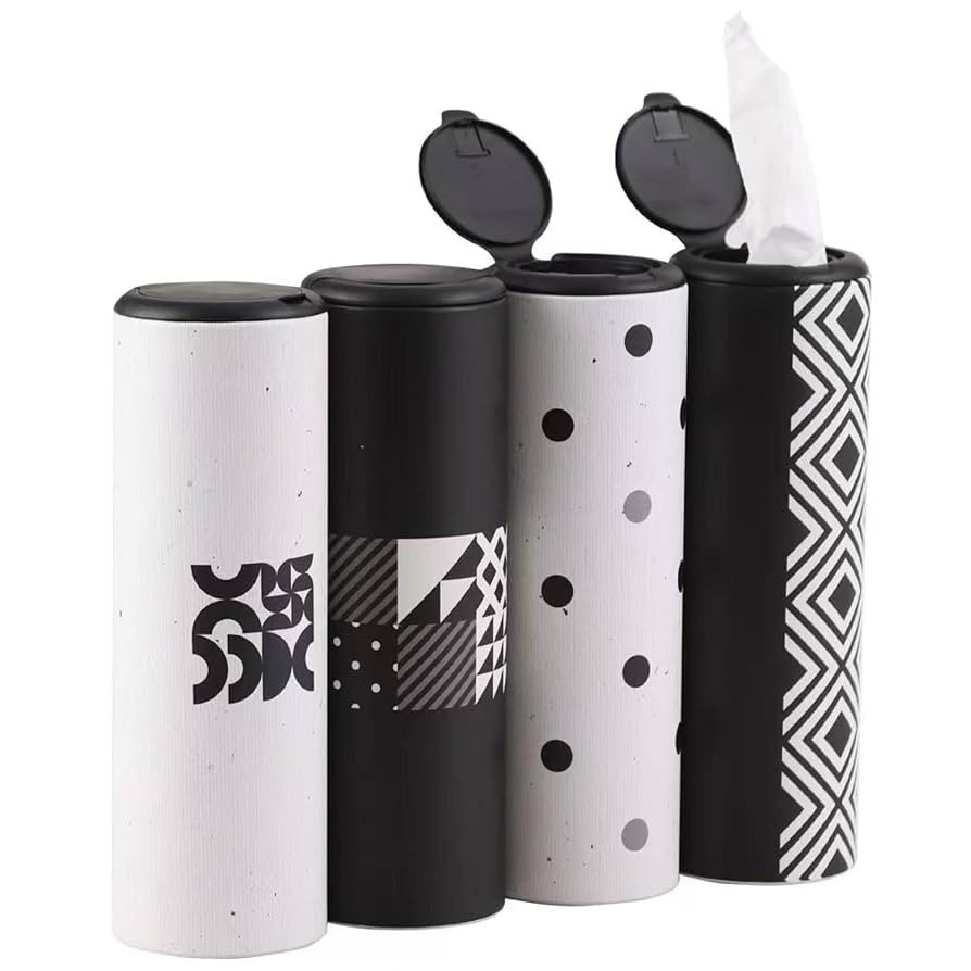 Car Tissue Holder with Facial Tissues Bulk - 4 PK Car Tissues Cylinder with Cap, Tissue Holder fo... | Amazon (US)
