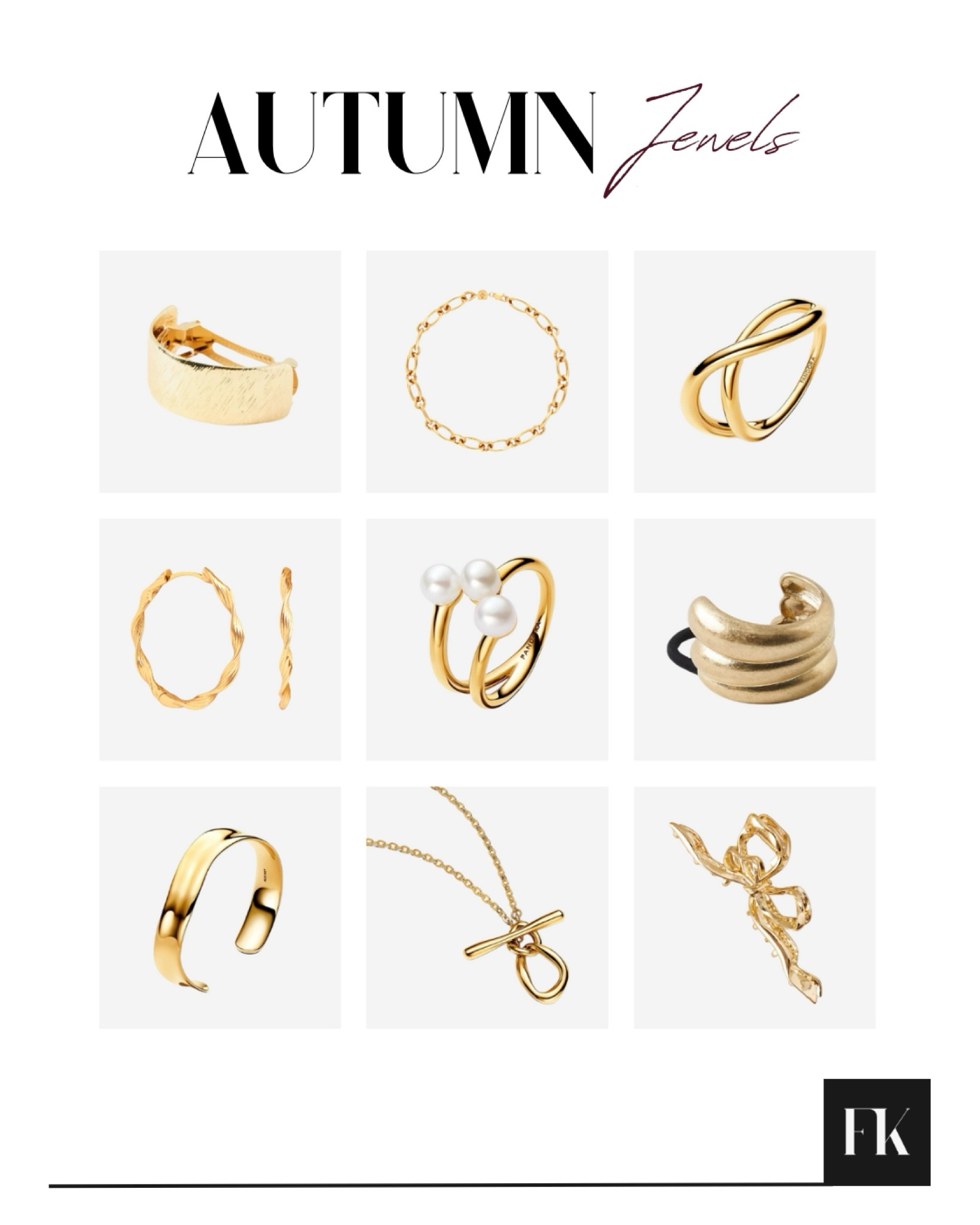 Warm autumn tones call for golden goodness and jewels! My favourite pieces from Pandora and Astrid and Miyu, plus some lovely gold hair cuffs and clips 

#LTKautumn #LTKluxury