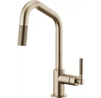 Brizo Litze Single Handle Angled Spout Pull Down Kitchen Faucet with Knurled Handle - Includes Li... | Build.com, Inc.