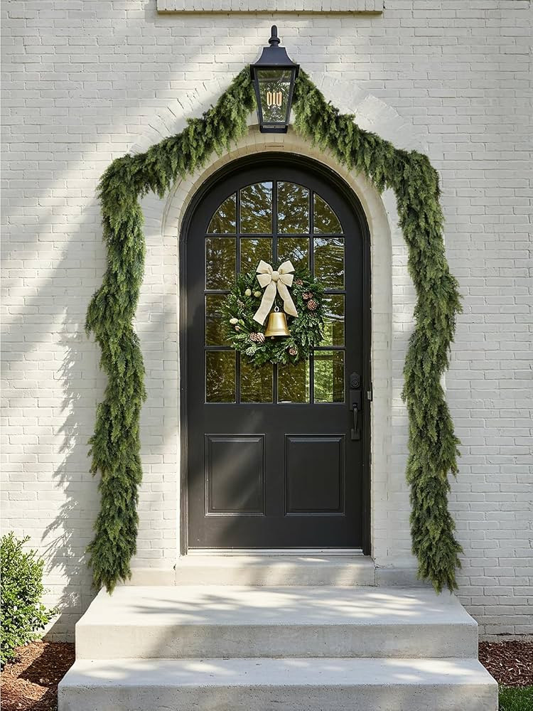 9ft Christmas Cedar Garland with Soft Thickness Pine, Artificial Green Faux Cedar Pine Garland fo... | Amazon (US)