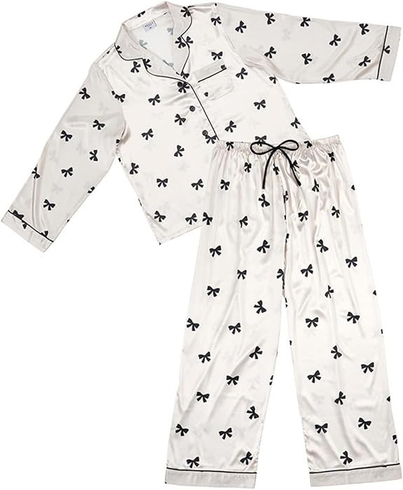 Bella Matching Pajama Sleep Set For Women, Long Sleeve and Pant 2-Piece Loungewear, Polyester Sat... | Amazon (US)