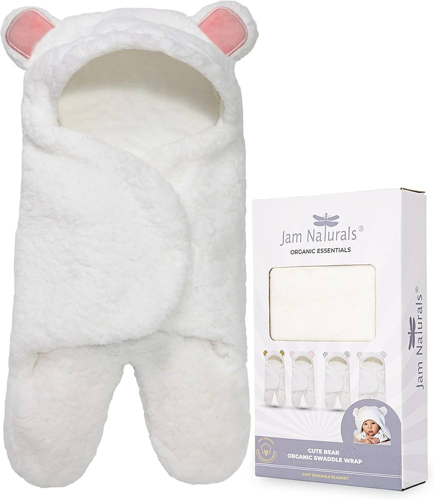 Jam Naturals- Baby Swaddle Blanket, Cute Bear Organic Receiving Swaddling Wrap, Newborn Baby Girl... | Amazon (US)