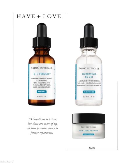 A few of my all time favorite skinceuticals products. Pricey, but well worth it in my opinion. 

Skincare over 30, over 30, skinceuticals ce ferulic, skinceuticals hydrating b5 gel, skinceuticals eye creamm

#LTKbeauty
