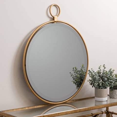Wright Bronzed Golden 25 1/2" x 30 1/2" Round Wall Mirror | LampsPlus.com