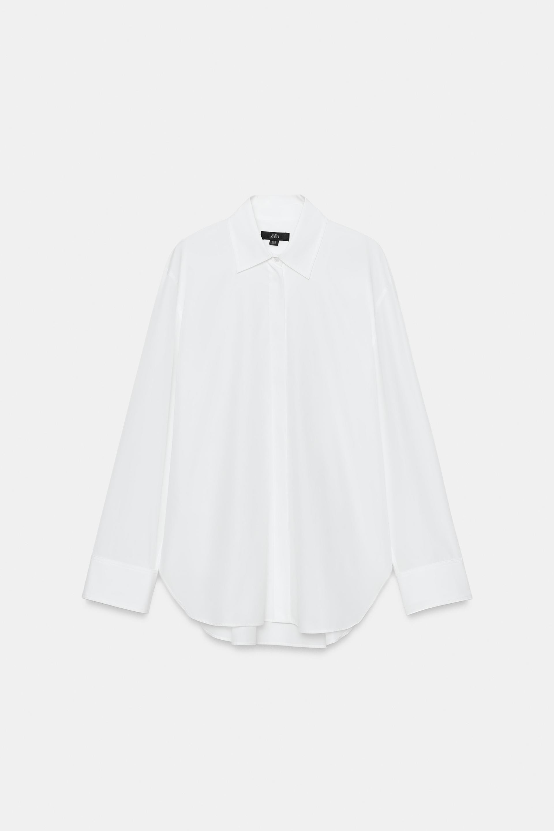 Zara - Zw Collection Solid Poplin Shirt - White - S - Woman | Zara US