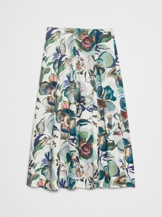 Linen-Blend Seamed Midi Skirt | Banana Republic Factory