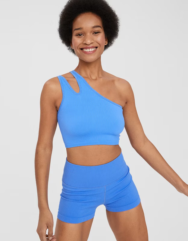 OFFLINE By Aerie Seamless One Shoulder Longline Sports Bra | American Eagle Outfitters (US & CA)