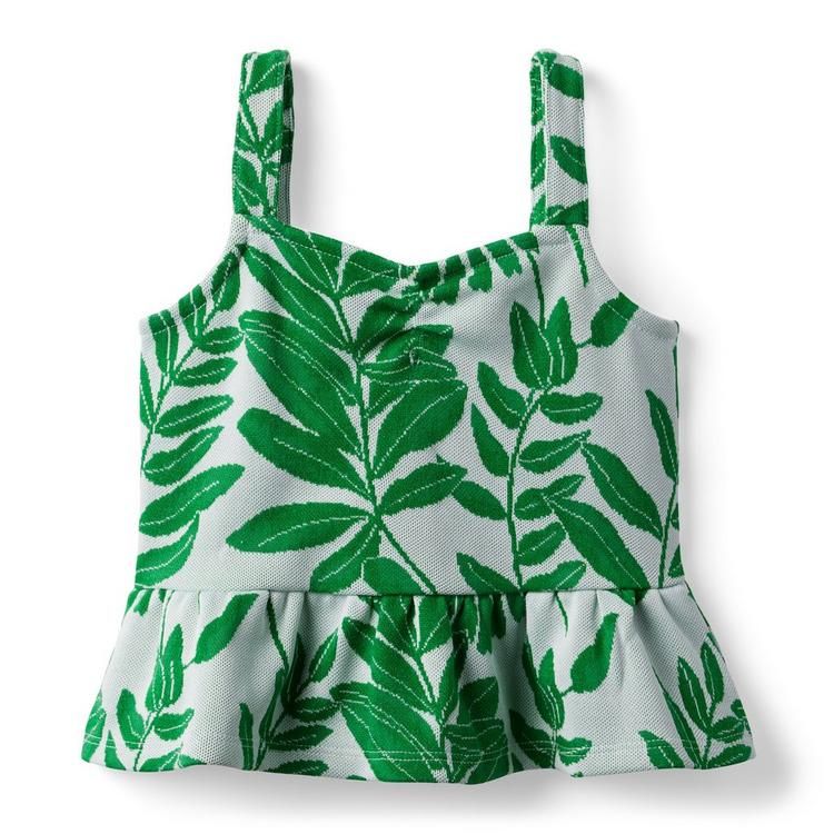 Palm Leaf Peplum Cropped Jacquard Top | Janie and Jack