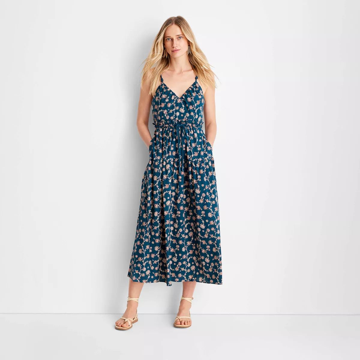 Women's Sleeveless Rope Tie Ruched Midi Dress - Future Collective™ with Jenny K. Lopez | Target