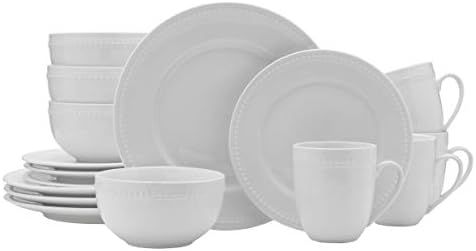 Everyday White by Fitz and Floyd Beaded 16 Piece Dinnerware Set, Service for 4 | Amazon (US)