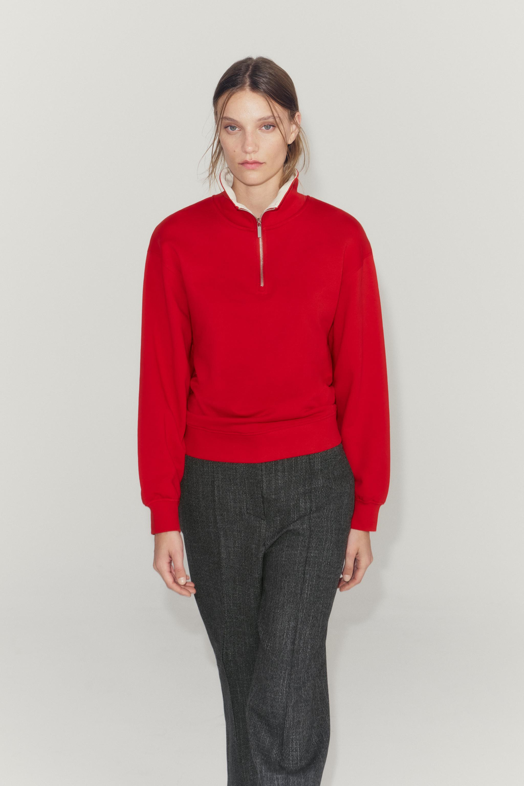 Sweatshirt mit Stehkragen und langen \u00c4rmeln. Vorne mit Metallrei\u00dfverschluss. | Zara DE