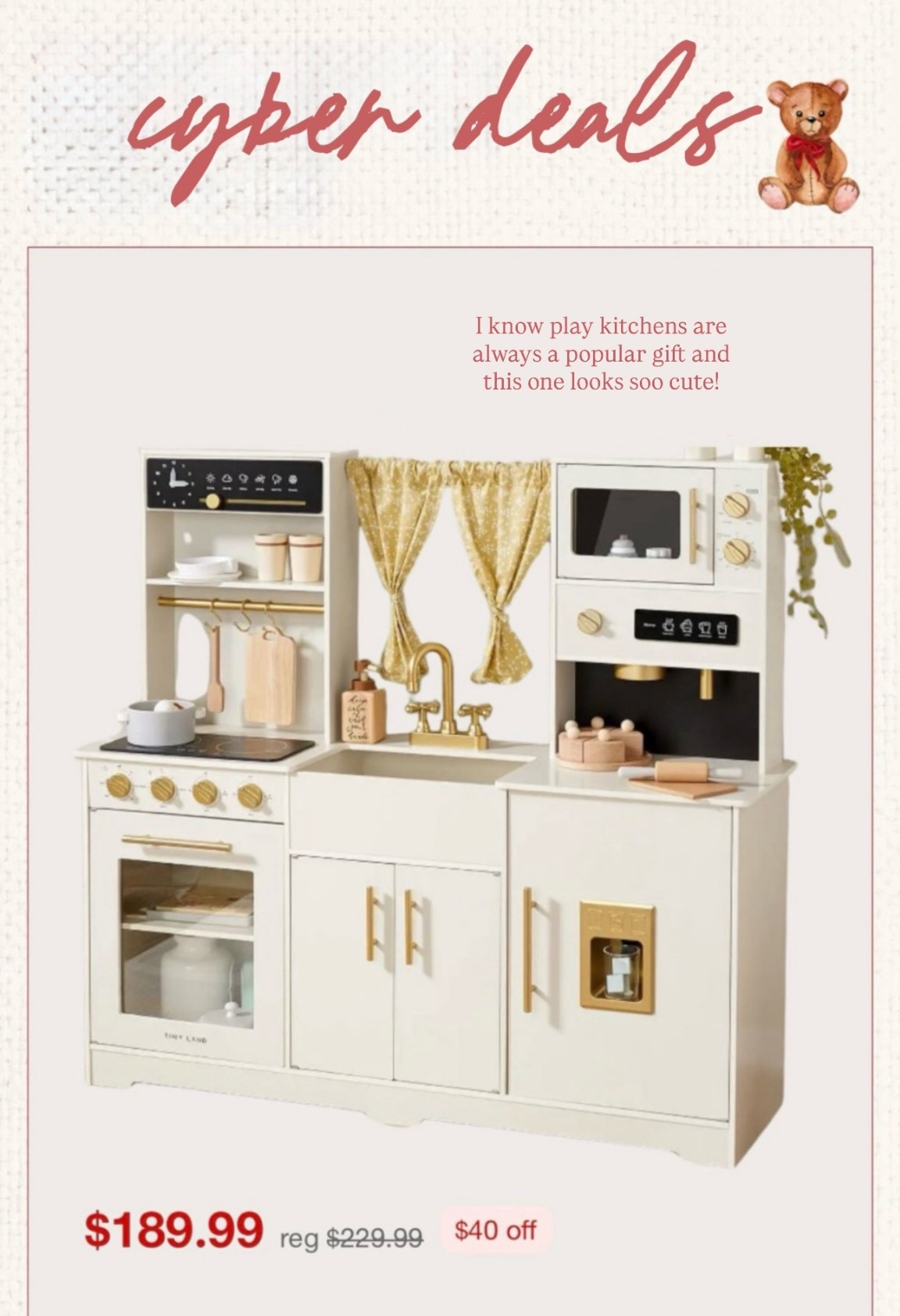 kids pretend play kitchens on sale for Black Friday/cyber Monday!


#LTKGiftGuide #LTKKids #LTKCyberWeek