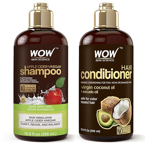 WOW Skin Science Apple Cider Vinegar Shampoo & Conditioner Set - Men and Womens Natural Shampoo &... | Amazon (US)