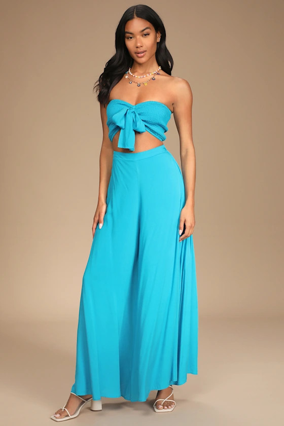 Seaside to Shore Turquoise Blue Strapless Two-Piece Jumpsuit | Lulus (US)